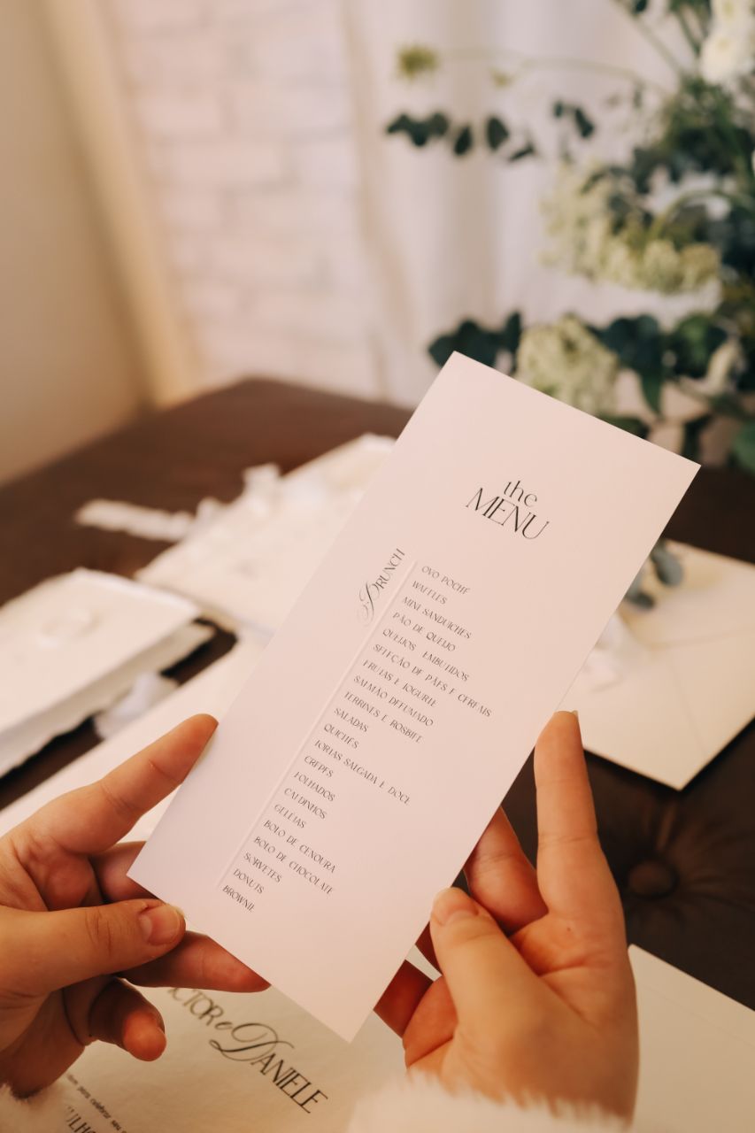 Menu individual personalizado do Ateliê Espoir